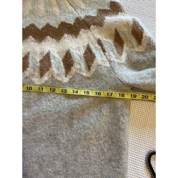 J. Crew Wool Alpaca Blend Chunky Ski Fair Isle Turtleneck Sweater Supersoft L - Picture 3 of 5